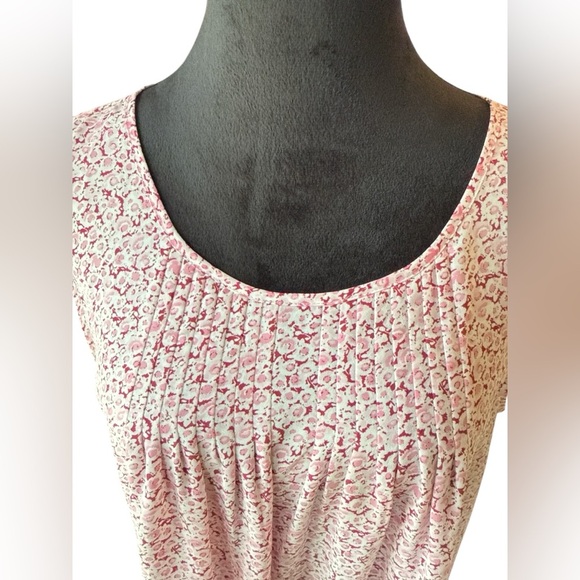 Carolina Belle Montreal Pink Floral Sleeveless Pleated Blouse Tank Top size XXL - Picture 6 of 9